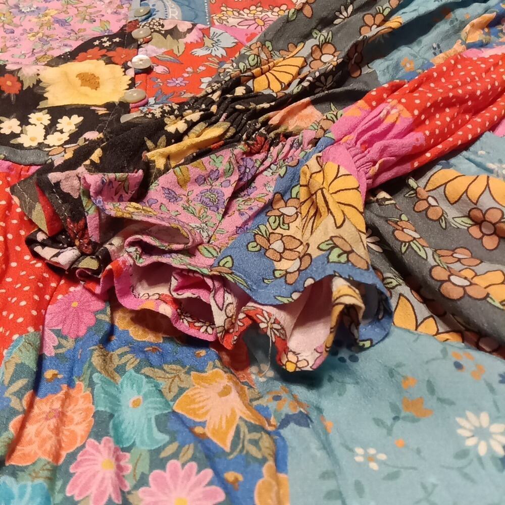 Free People Women's Long Sleeve Cha Cha Floral Print Midi Dress Size XS Boho - Picture 3 of 7